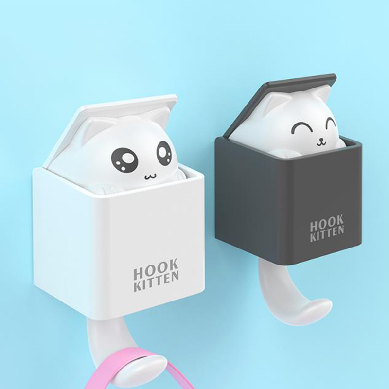 Leuke Kat Sleutelhouder Muur Haak Handtas Jas Rack Plastic Huishoudster Voor Sleutels Hanger Home Decoratieve Muur Haken Kitten