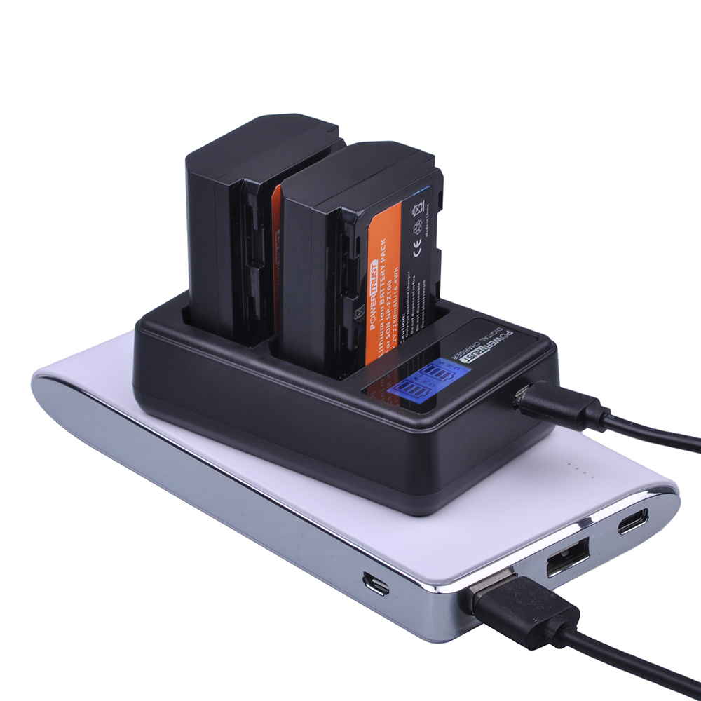 2x NP-FZ100 NP FZ100 NPFZ100 Camera Battery + LCD Dual Charger for Sony BC-QZ1 Alpha 9 9R A9R 9S ILCE-9 A7R A7 III ILCE-7M3