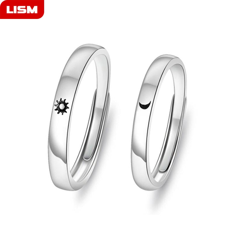 Korea Style Couple Silver Plated Ring Sun Moon Star Islam Religious Couples Rings Power Lovers Jewelry