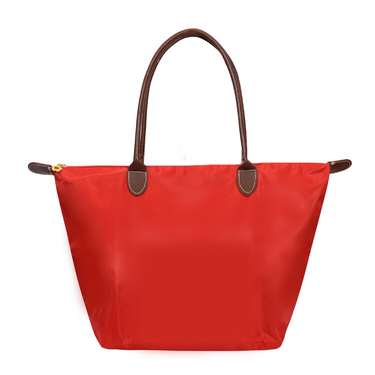 Women's Light Beach Tote Handbags Casual One Shoulder Messenger Solid Color Bag Large Capacity Dumpling With Zipper Shopping Bag: Red