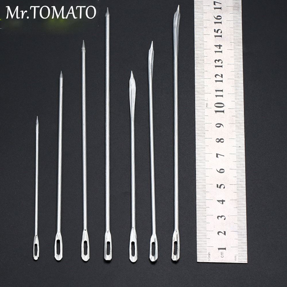 Agujas de ojos grandes para costura de cuero, herramienta curva de cuerda, para coser a mano, 2 unidades