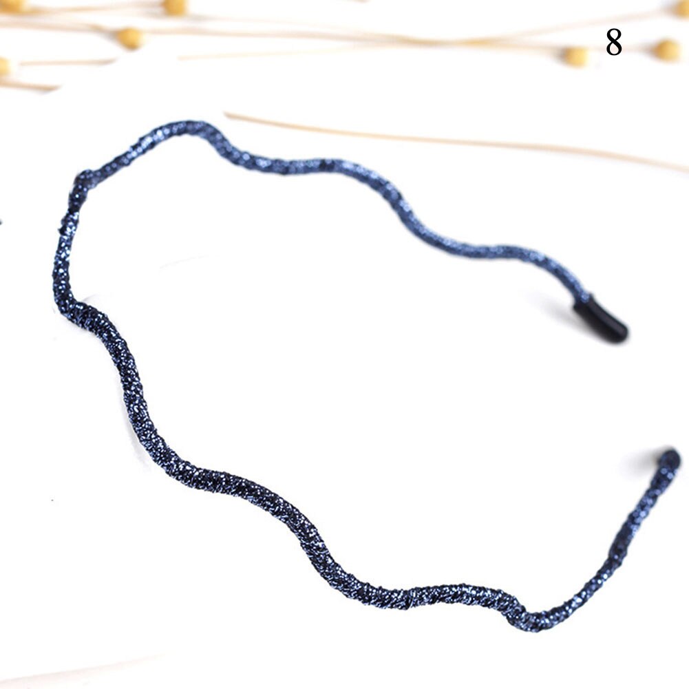Vrouwen chique super dunne glitter haaraccessoires golvende glanzende metalen kleur hoofdband zomer haarband voor vrouwen en meisjes: 8