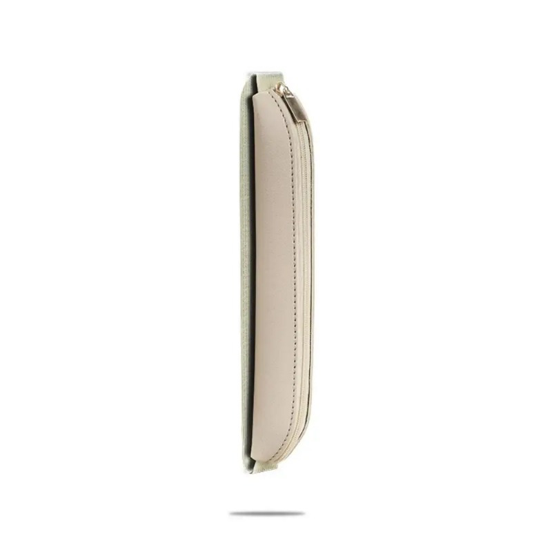 Pu Leder Bleistift Lagerung Tasche Buch Notebook Elastische Gummiband Stift Clip Tragbare Büro Treffen Laptop Stift Halter: Beige