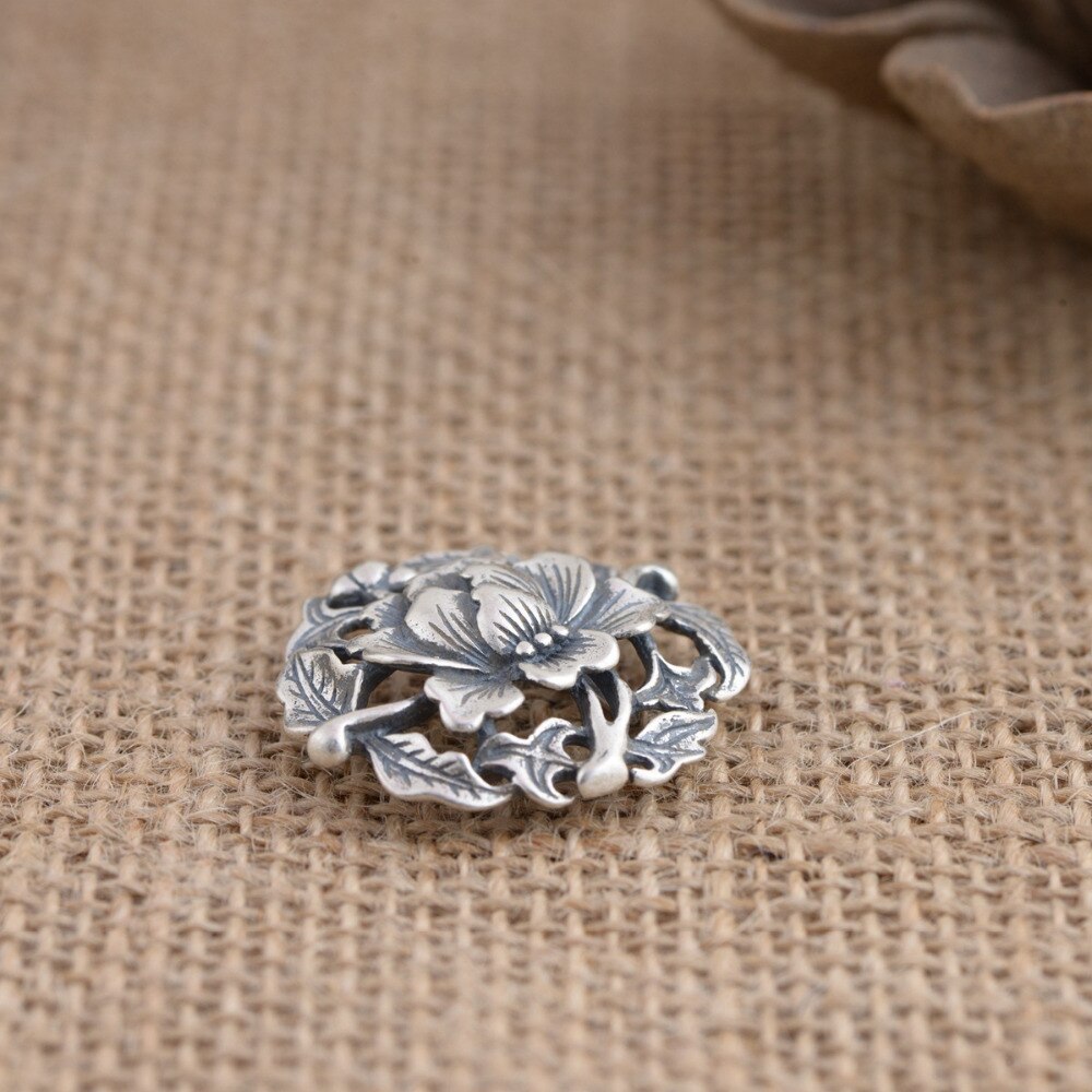 BALMORA Authentic 925 Sterling Silver Jewelry Retro Flower Pendants for Women Lover Accessories Without a Chain