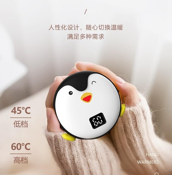 Chauffe-mains électrique pingouin, 10000 Mah, deux-en-un, chauffage des mains, Rechargeable par Usb