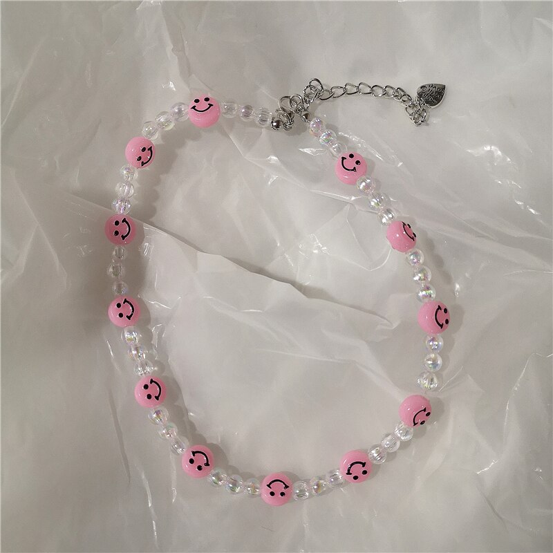 2022 new goth candy color pink pearl peach heart beaded necklace for female harajuku cute egirl party  y2k jewelry accessories: 3