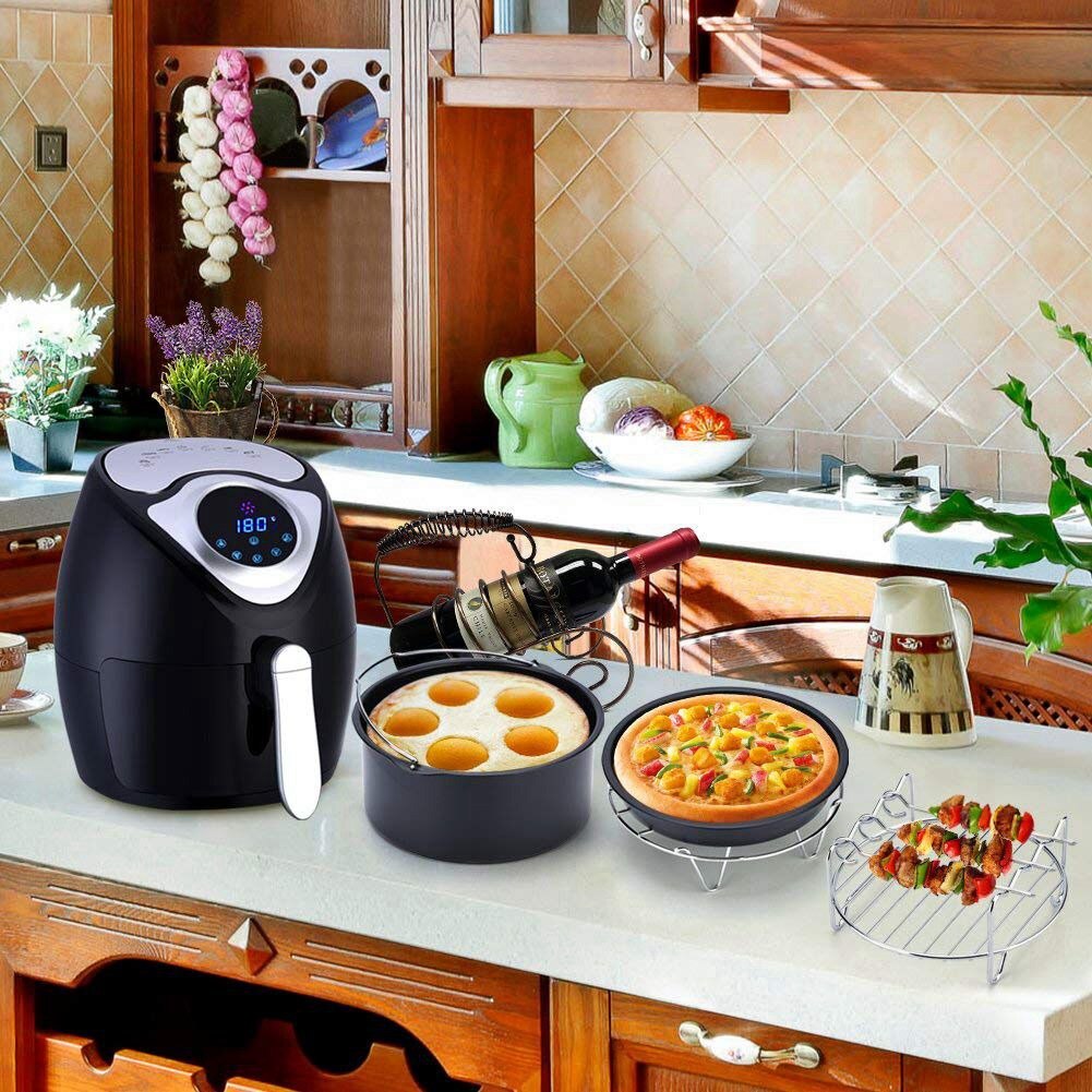 Aftagelig elektrisk airfryer dyb ovn komfur med opskrift ,1300 w,  tid og temperatur display, touch-screen kontrol