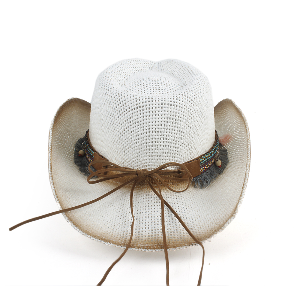 Sombrero de vaquero occidental hueco para mujer, Sombrero de paja para Hombre, Sombrero de paja para vaquera, Jazz, talla 56-58CM