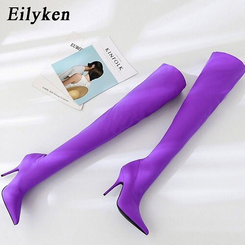 Eilyken – cuissardes hautes élastiques pour femmes, bottes extensibles au dessus du genou, Sexy, talons hauts, chaussettes, , 2022