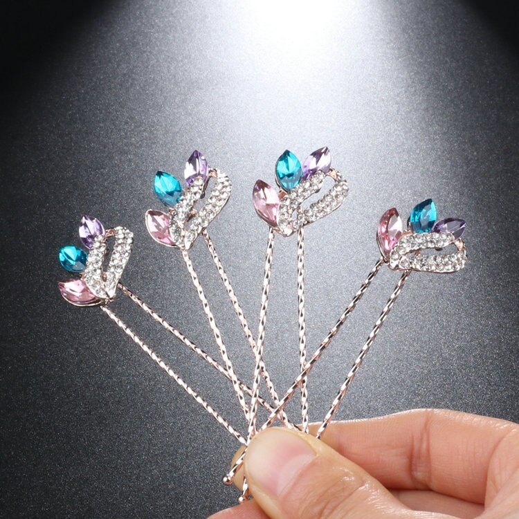 Katesolo Haar Sieraden Bruiloft Haarspelden Crystal Rhinestone Flower Bridal Haarspelden Bruidsmeisje Hair Clips Vrouwen Haar Accessoires: kongque