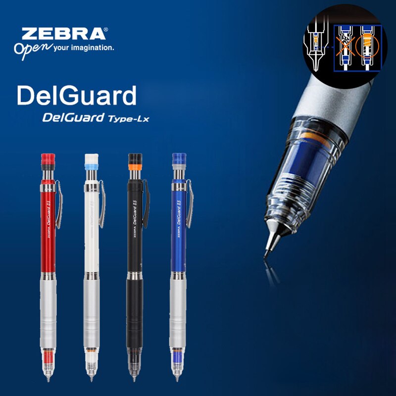 P-MA86 zèbre 0.3/0.5mm corps en métal crayons mécaniques système Anti-rupture dessin activité crayon bureau et école