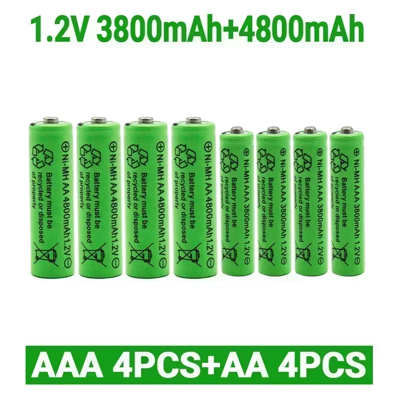 Baterías recargables NI-MH de 1,2 V AA 4800 mAh + batería recargable NI-MH de 1,2 V AAA 3800 MAh