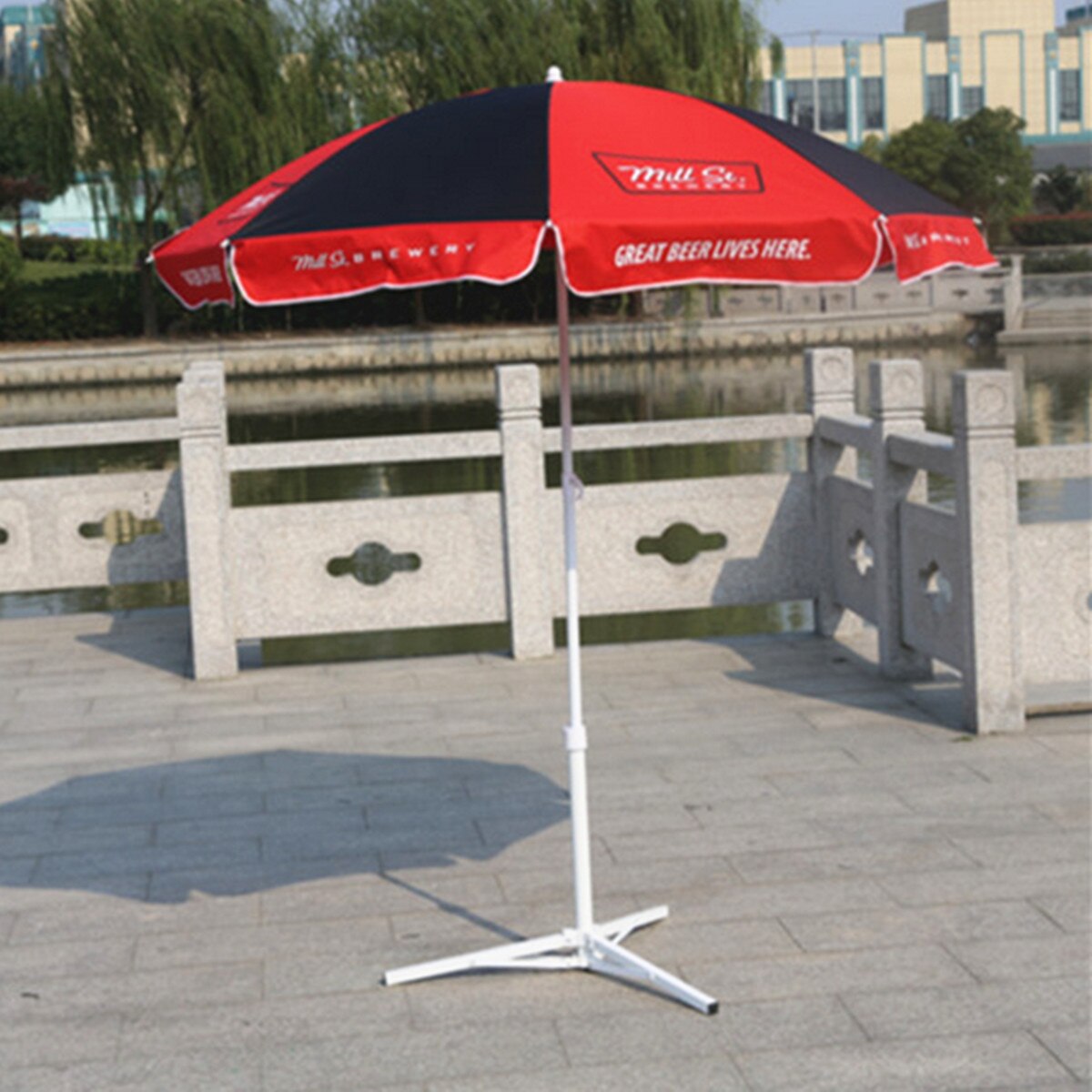 Metal Adjustable Foldable Garden Parasol Large Stand Patio Sun Shade Umbrella Base Umbrella Fixed Seat Three-legged Stand
