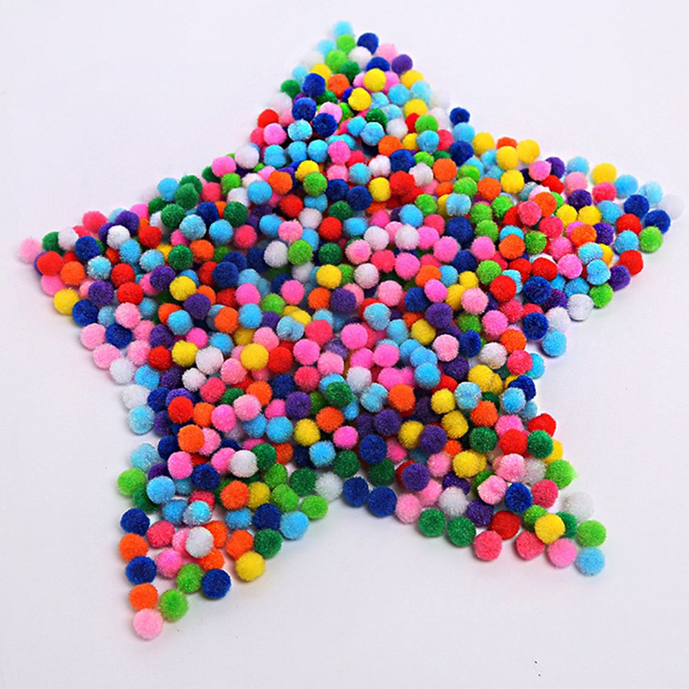 1000 Stks/pak Zachte Party Festival Diy Craft Pompoms Pluizige Ballen Voelde Kaart Leuke Patroon Diy Creativiteit Voor Kinderen Speelgoed