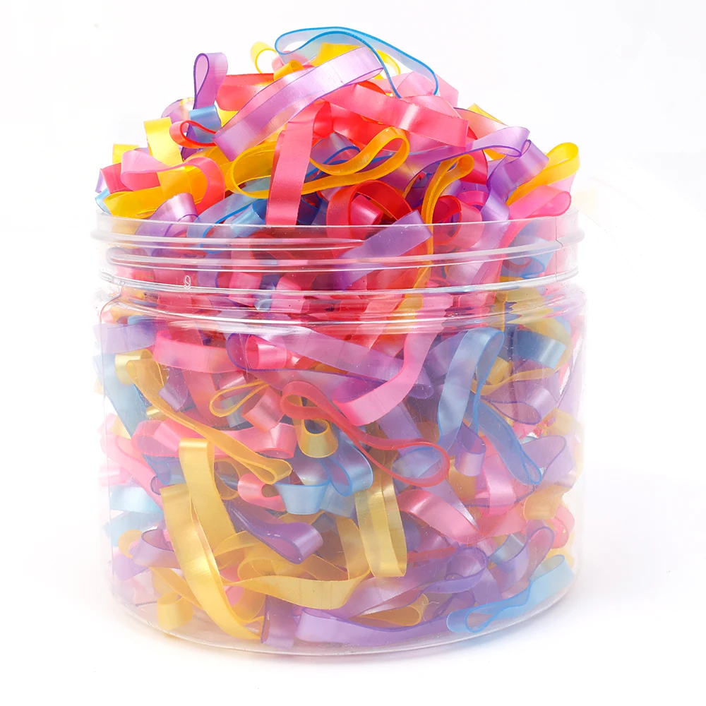 500 unids/caja de bandas de goma desechables gruesas de alta elasticidad, soporte para coleta para niñas, lazos para el cabello, banda para el cabello colorida, accesorios para el cabello