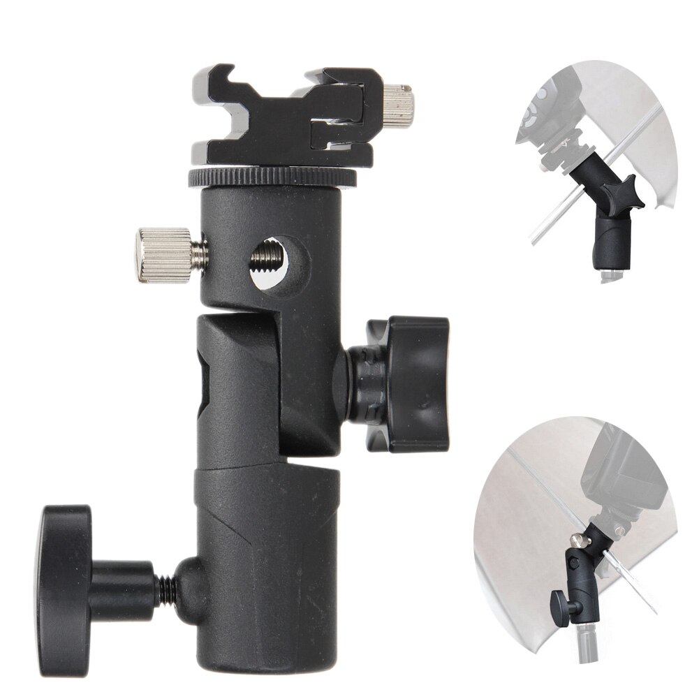 Universal D/E Type Metal Flash Bracket Flash Shoe Detachable Rotating Lamp Bracket With 1/4" to 3/8" Screw Light Stand: E Bracket