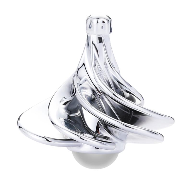 Giroscopio neumático 3D, juguete de aleación multicolor, viento que sopla, artefacto giratorio de descompresión superior, herramientas de alivio de presión: Plata