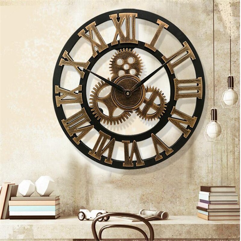 Large Silent Iron Art Wall-Mounted Clock Modern Clocks For Home Decor Office European Style Hanging Wall Watch Clock