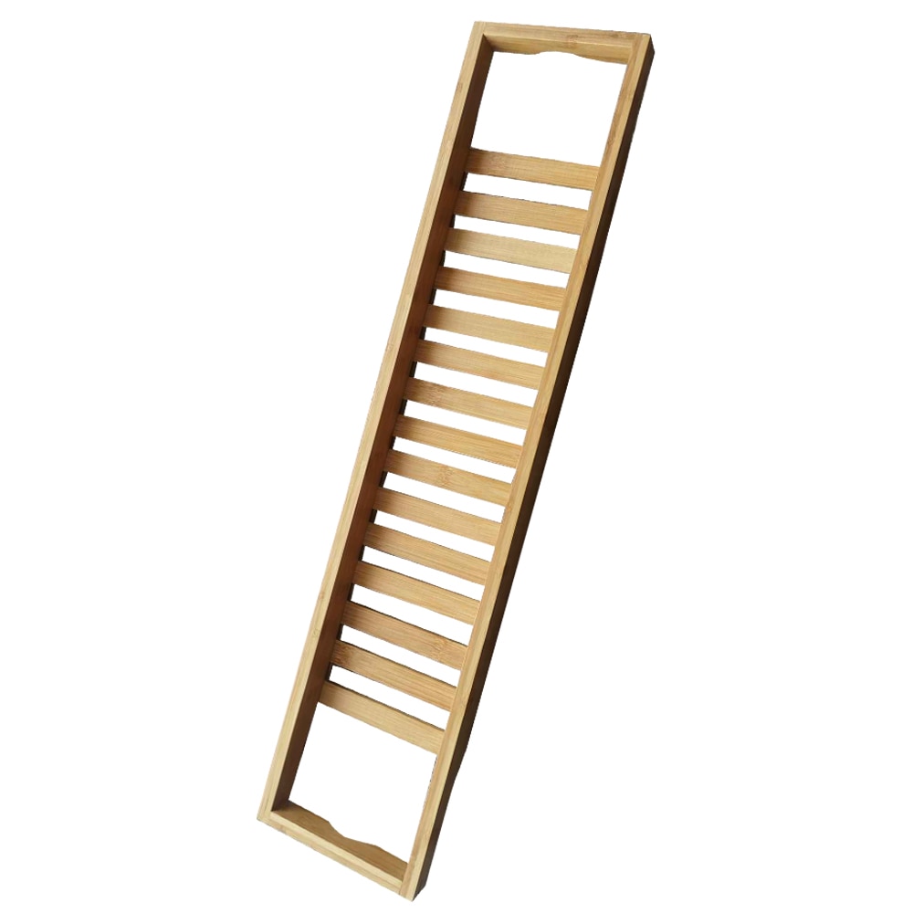 Praktisk sklisikre bunn badekarhylle badekar caddie brett bambus spa badekar caddie oppbevaring såpe bok vin tablett håndkleholder