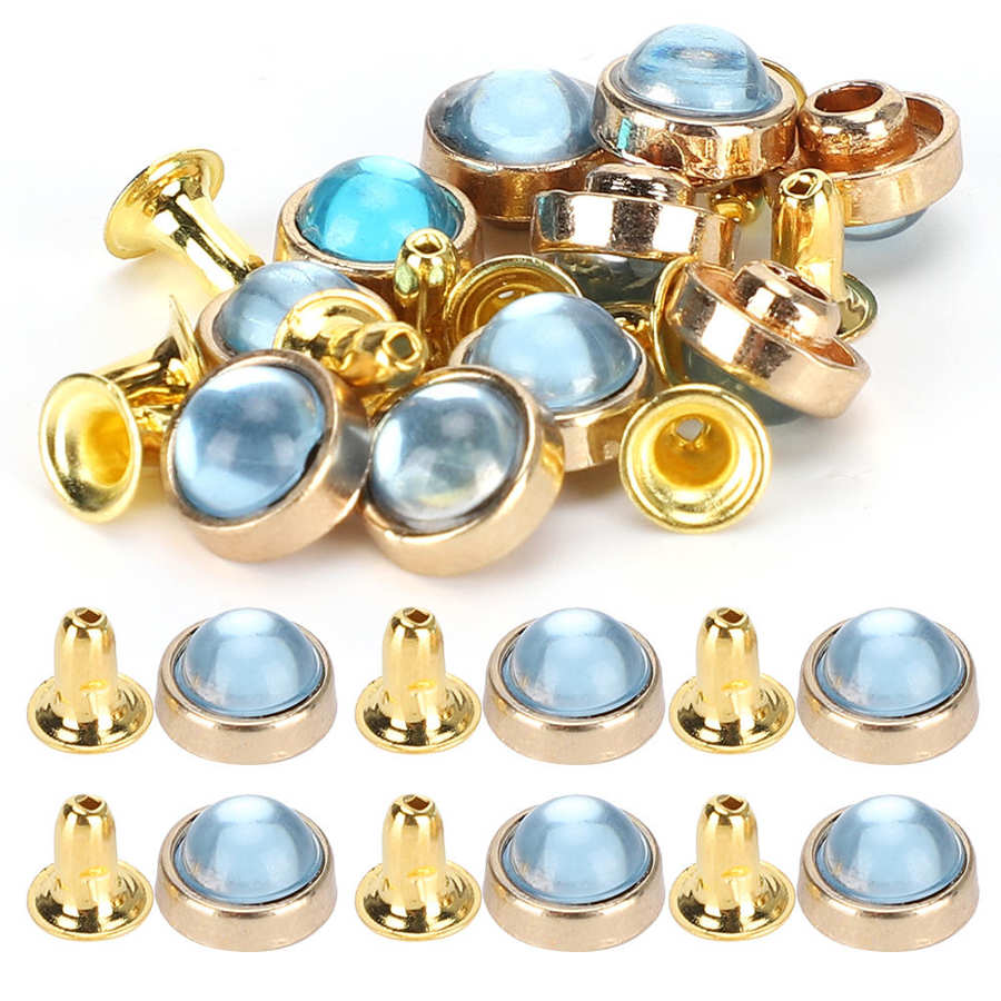 Juego de 100 remaches de Color aleación de Zinc para decoración de zapatos, herramienta DIY de 8mm para decoración de productos de cuero: light blue
