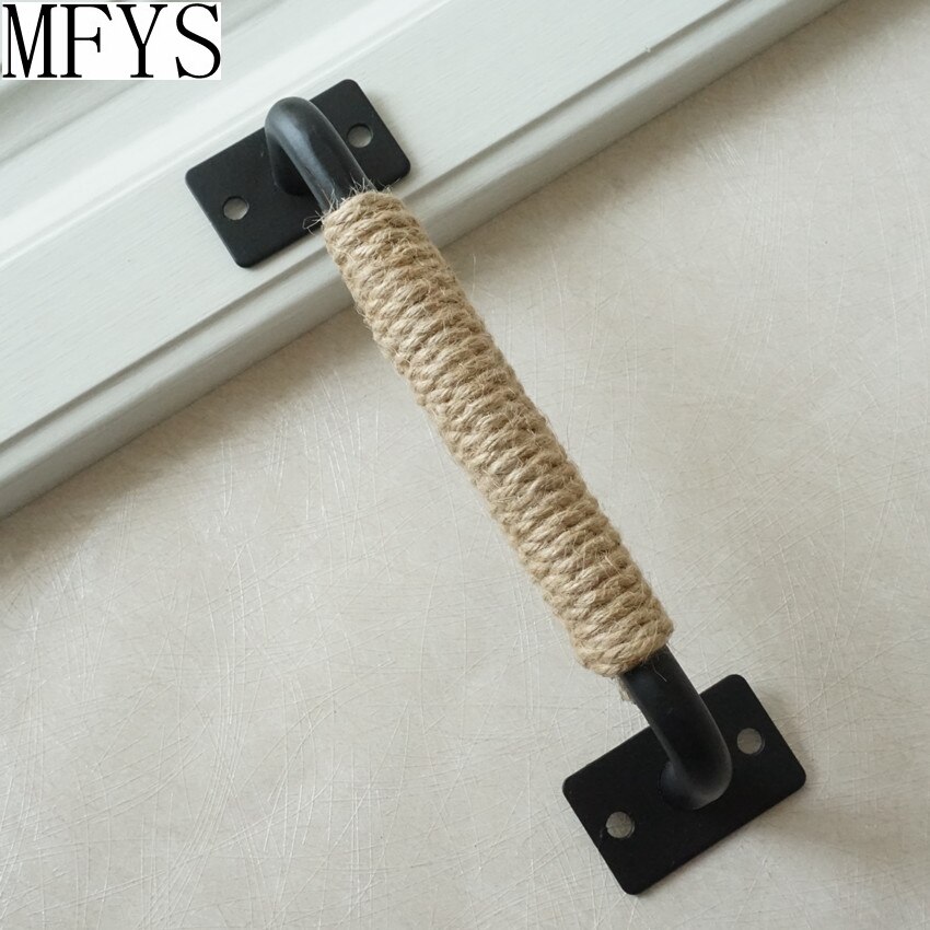 7.55'' 12.6'' Linen Thread Black Wooden Large Door Handles Unique Drawer Pulls Handles Rustic Kitchen Cabinet Handle Pull