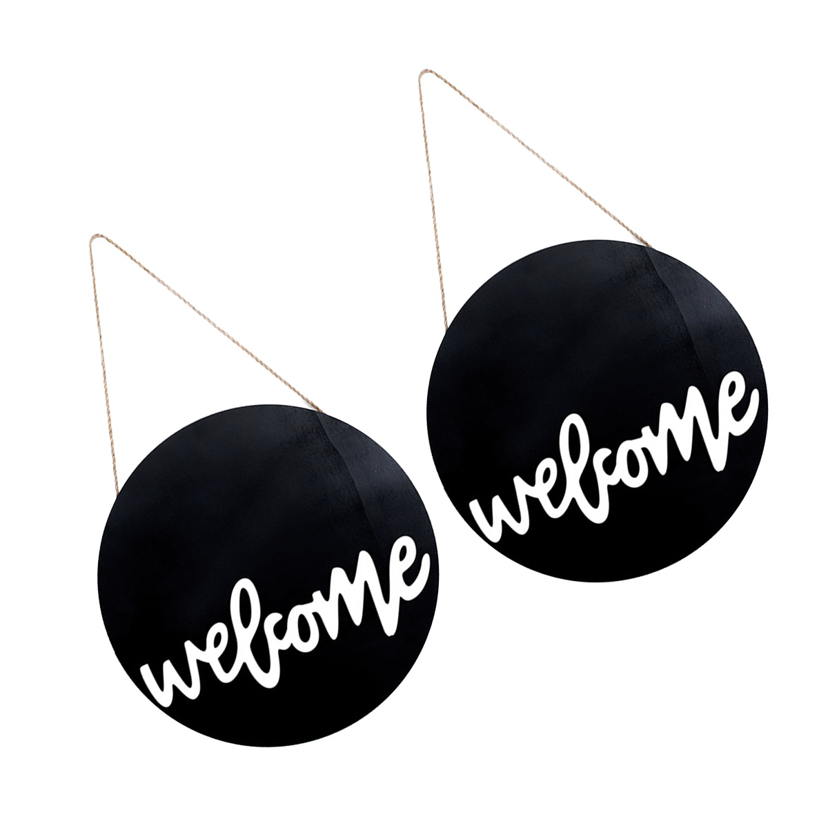 2pcs Welcome Door Sign Wooden Door Hanging Ornament Welcome Door Hanging Plaques: Black