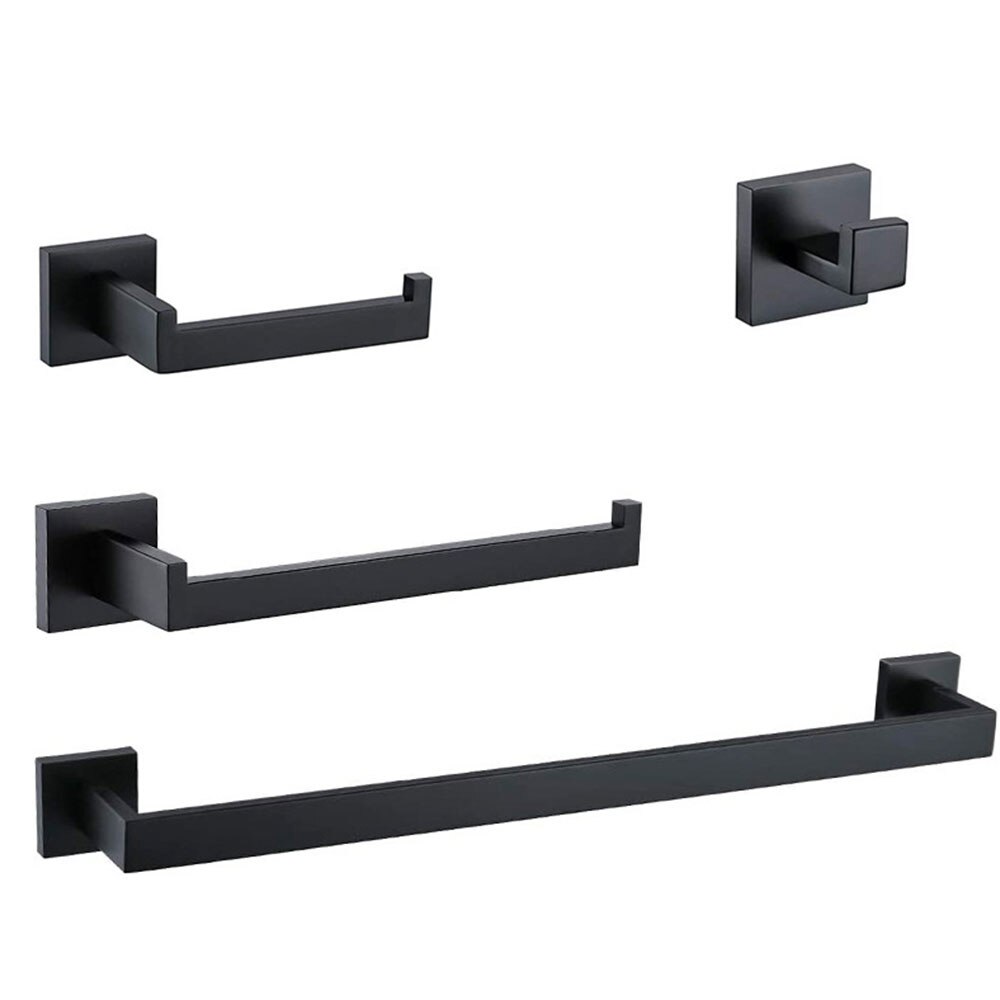 Matte Black Stainless Steel Bathroom Hardware Sets Robe Hook Towel Bar Toilet Paper Holder Bathroom Accessories Sets
