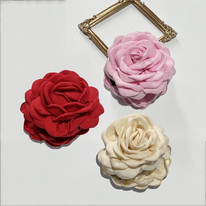 Pinzas en forma de garra para el pelo con forma de rosa de tela francesa para mujeres y niñas, pasador, horquillas, pinzas para el pelo, accesorios para el cabello,: Verde claro