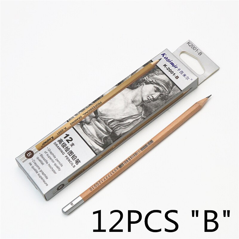 12 piezas HB B 2B 3B 4B 5B 6B 7B 8B conjunto de bocetos a lápiz conjunto de dibujo útiles escolares para estudiantes suministros de dibujo a lápiz de dibujo: 12PCS B