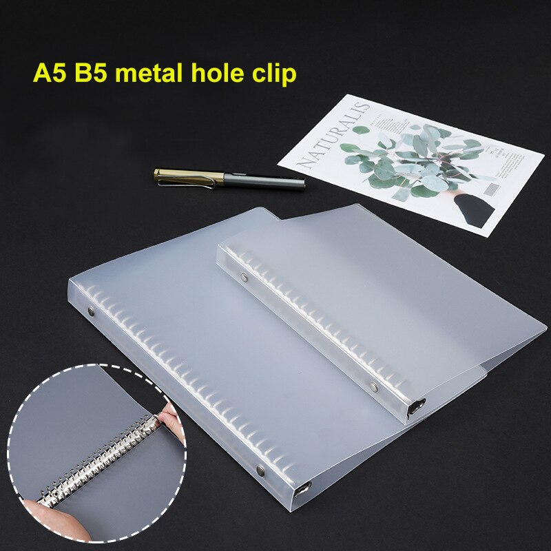 1pc transparent folder pp binder A4 B5 plastic shell multi-functional metal loose-leaf folder file folder office supplies
