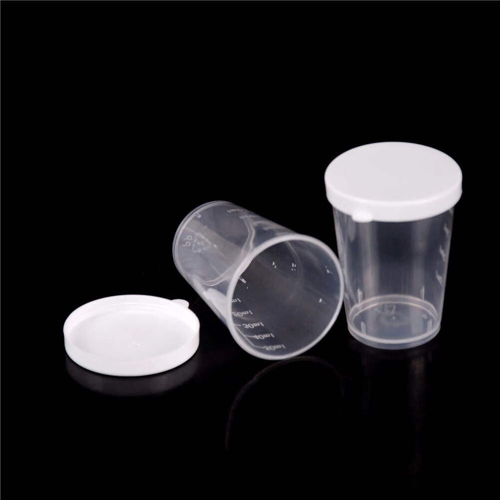 Lote de 10 unidades de tazas de plástico transparente para medir líquidos, 20 ml/30ml/50ml, para laboratorio