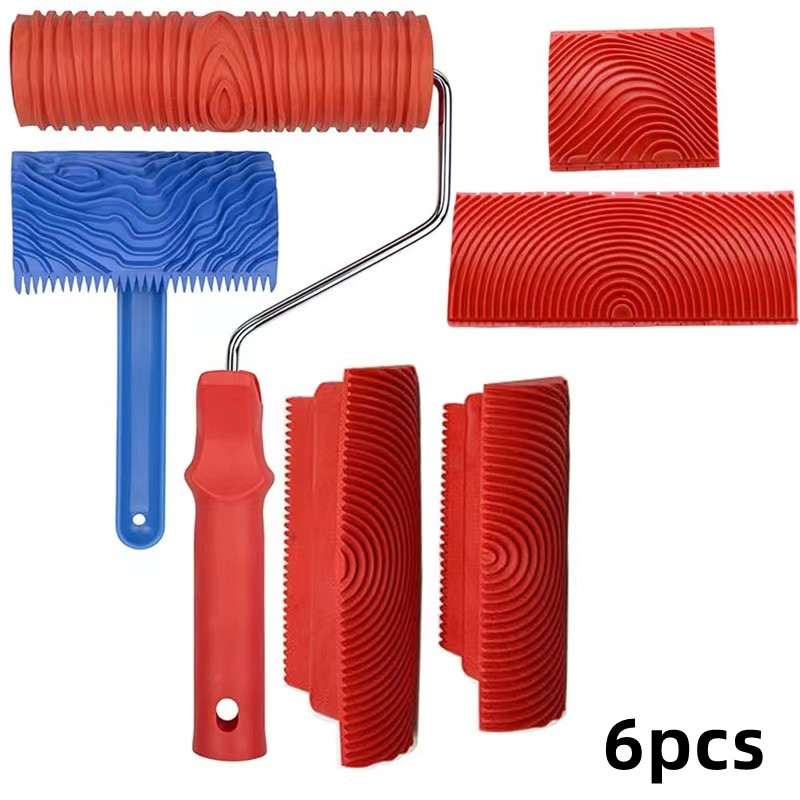 Rubber Wood Grain Paint Roller Imitation Wood Grain Pattern Paint Brush Home Decor Art Embossing DIY Wall Painting Tool: PURPLE