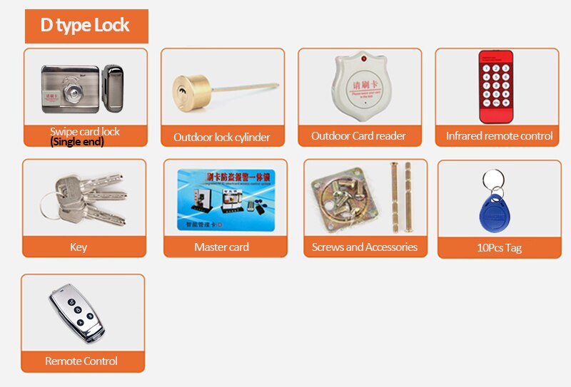 1000, cerradura electrónica para usuarios con desbloqueo remoto, con tarjeta RFID inteligente, Kit de hogar, sistema de seguridad, sistema de Control de acceso: D type