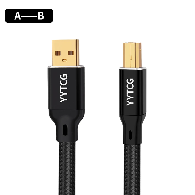 YYTCG Cable USB de alta fidelidad DAC A-B C-B C-C Audio Digital AB OCC Chapado en plata tipo A a tipo B Cable tipo Usb Hifi: Azul / <=0,5 m
