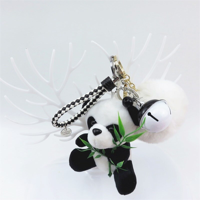 Lille 9cm panda nøglering vedhæng sød kawaii baby børn plys legetøj børn legetøj til børn nøglering