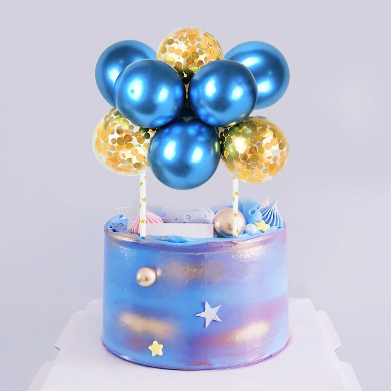 10pcs 5inch Balloon Cake Insert DIY Polka Dot Sequin Cake Flags Accessories Baby Shower Wedding Birthday Party Supply
