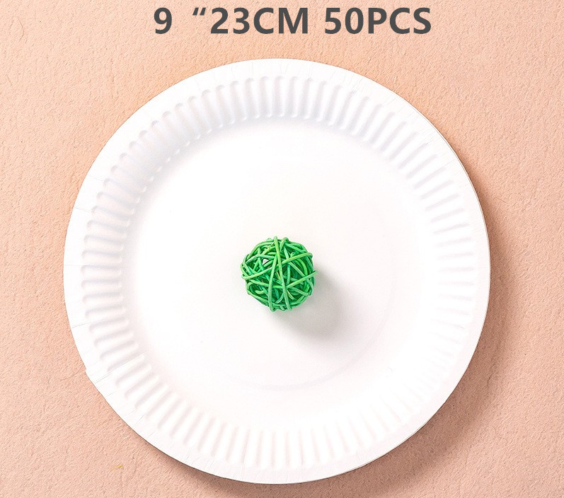 50pcs Paper Plate, Disposable Party Tableware, Bone Spitting Plate, Picnic Plate, Children's Drawing Diy White Cardboard, Decora: Red