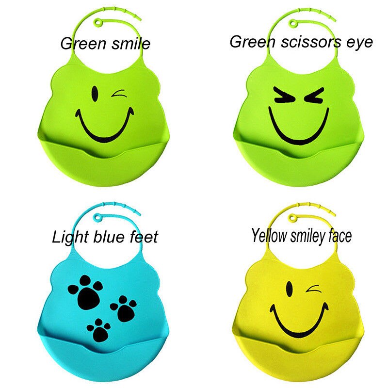 Brand Infant Baby Kids Silicone Cartoon Bib Baby Lunch Feeding Bibs Waterproof Bibs Burp Cloths Saliva Pocket 2-12M