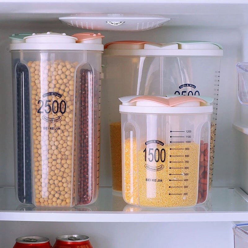1Pc Transparant Voedsel Opbergdoos Keuken Opbergdoos Graan Opslagtank Vochtbestendige Verzegelde Blikken Organisatoren Keuken Benodigdheden
