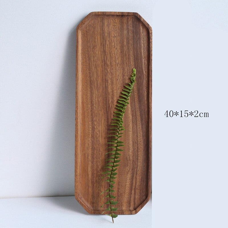 Octagon Shape Wood Pan Plate Fruit Dishes Saucer Tea Tray Dessert Dinner Bread Wood Plate: 40x15CM