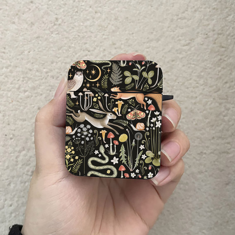 Étui AirPods 1, 2, 3, Pro 2, noir, animal, floral, étui pour écouteurs Bluetooth sans fil Apple