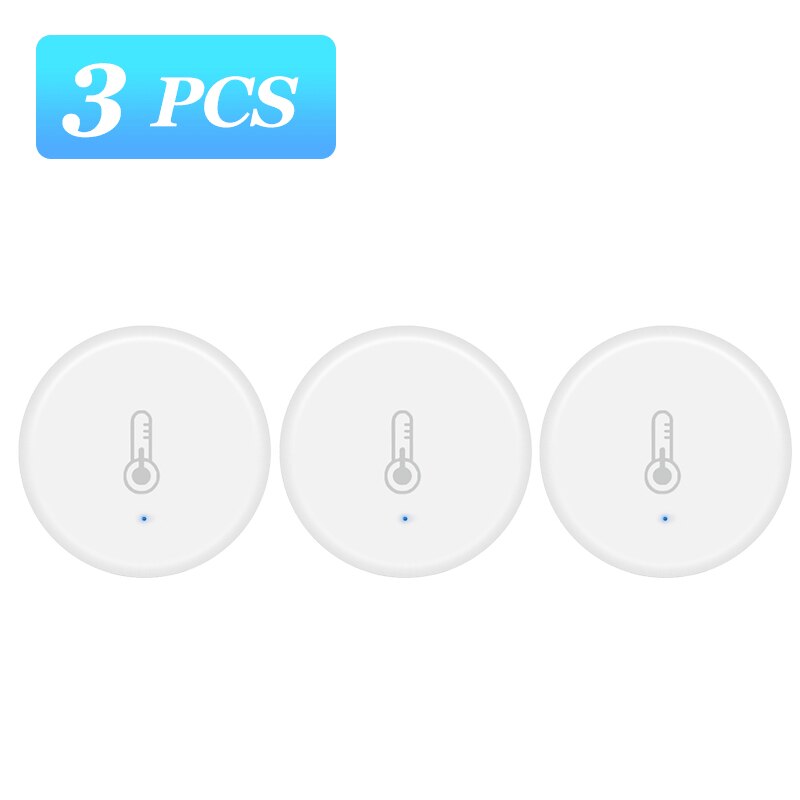 Tuya/SmartLife App ZigBee Smart Temperature And Humidity Sensor Work With Zigbee Hub Via Alexa Google Home Smart Home Automation: 3 pcs Round