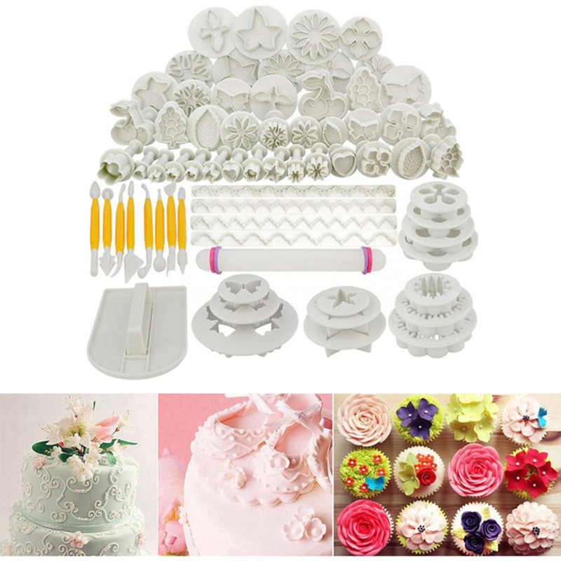 68pcs Fondant Cake Mold Set Plastic Biscuit Cutting Mold Set DIY Craft 3D Bakeware Sets Household Kitchen Baking Tools