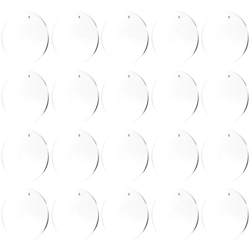 20pcs Blank Clear Sheet Acrylic Cut Circle Sheet Acrylic Key Chain Blank Pieces