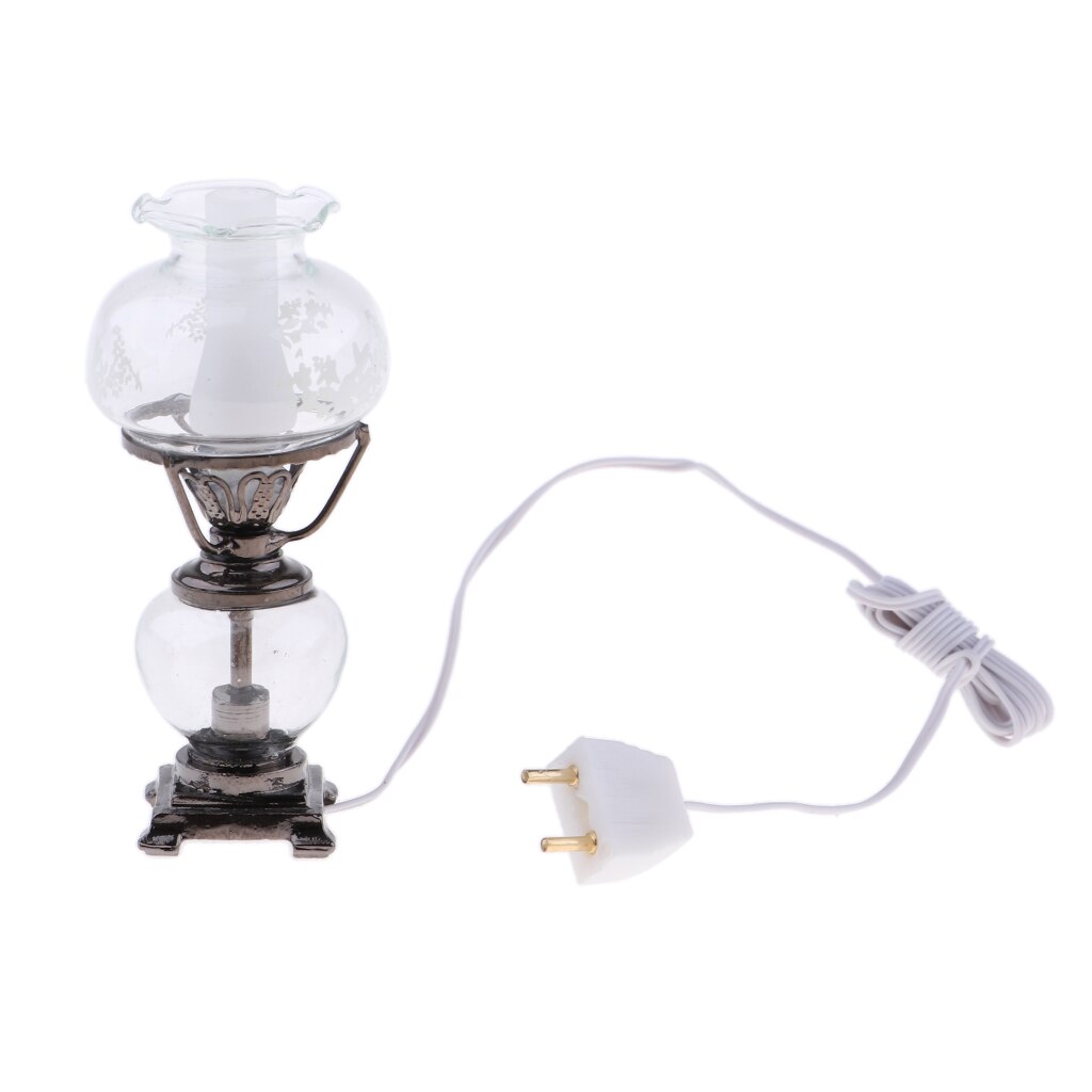 1/12 Dollhouse Mini Double Head Light Desk Lamp with Wire Indoor Home Decor
