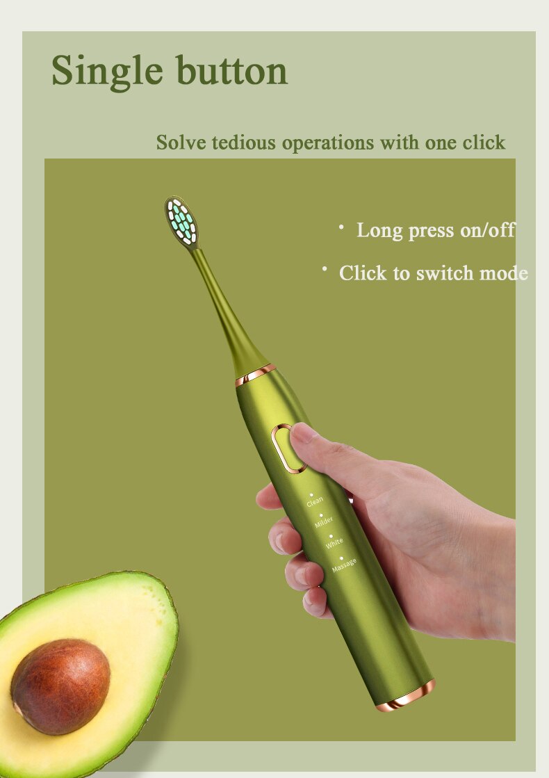 Beauty Electric Toothbrush USB Rechargeable Support 4 Modes 3 Intensions IPX7 Waterproof Adult Toothbrush Automatic Sound Wave