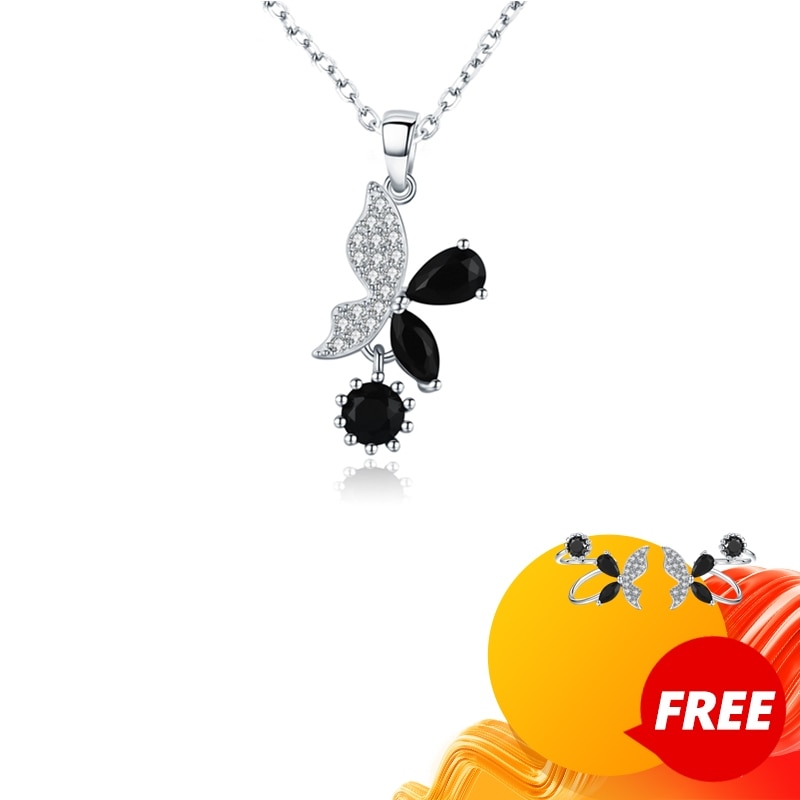 Black Awn 925 Sterling Silver Jewelry Necklaces Pendants Trendy Natural Butterfly Women's Bijoux KN015