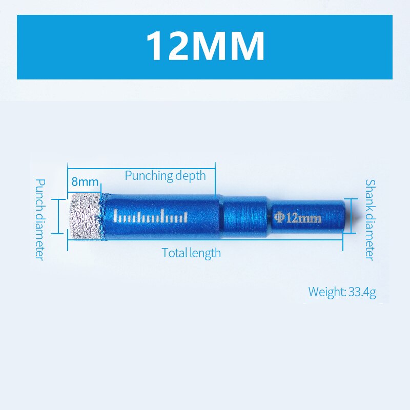 6MM 8MM 10MM 12MM 14MM 16MM Diamant Beschichtete Bohrer für Fliesen Marmor Glas keramik Loch Sah Bohrer Diamant Core Bit Mahlzeit Bohren: 12mm