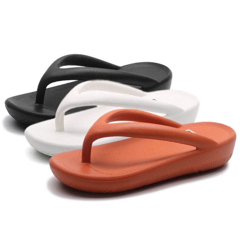 Casual kvinners skinnflip flops sommer rundt hode damer hvite strandsko sklisikre tykke svarte tøfler kvinne