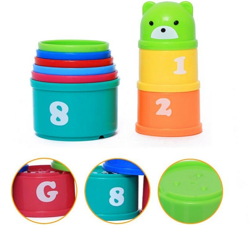 1 Set Baby Children Kids Educational Toy Figures Letters Folding Cup Pagoda